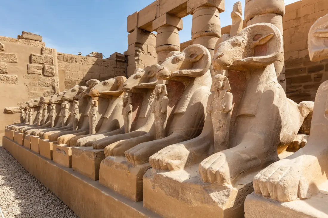 Widdersphingen entlang der Allee vor dem Karnak-Tempel